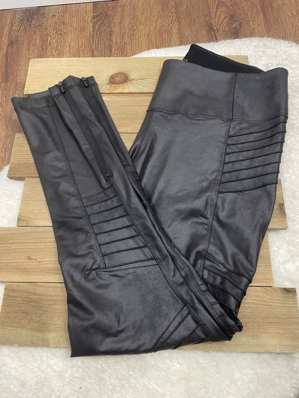 Athleta Black Delancey Gleam Moto Tight Leggings